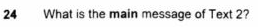 A question asking for the main message of a text