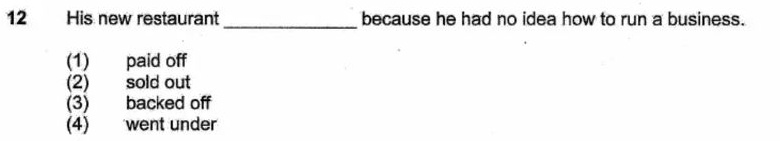 A vocabulary question with all four answer choices